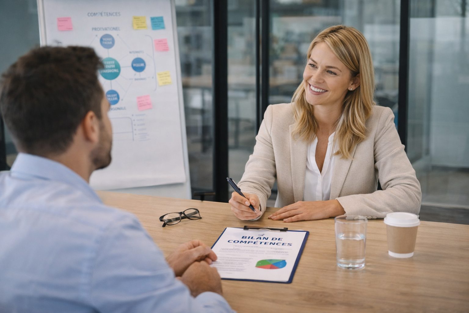Entretien de bilan entre un consultant et un client
